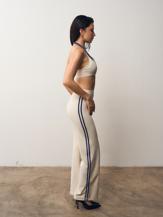 Stripe Wide Leg Pants | Oat & Navy