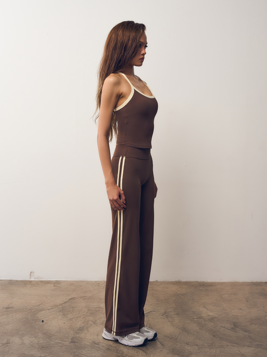 Stripe Wide Leg Pants | Brown & Yellow