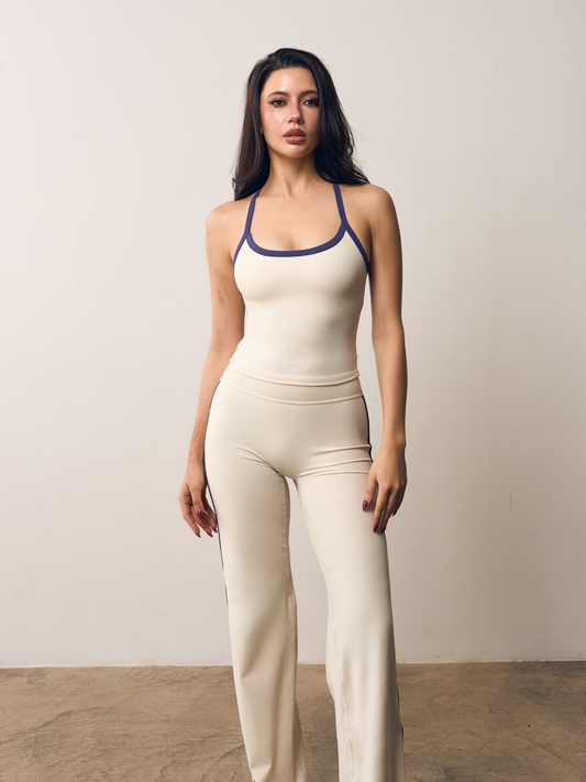 Two Tone Racer Tank | Oat & Navy