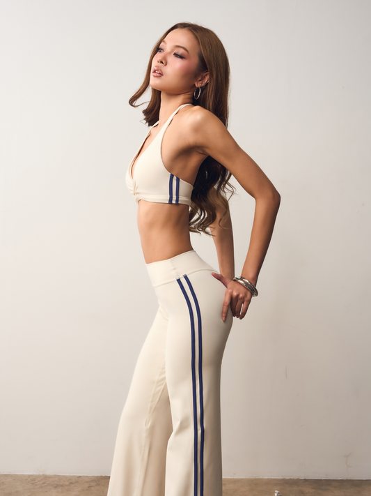 Stripe Halter Bra | Oat & Navy