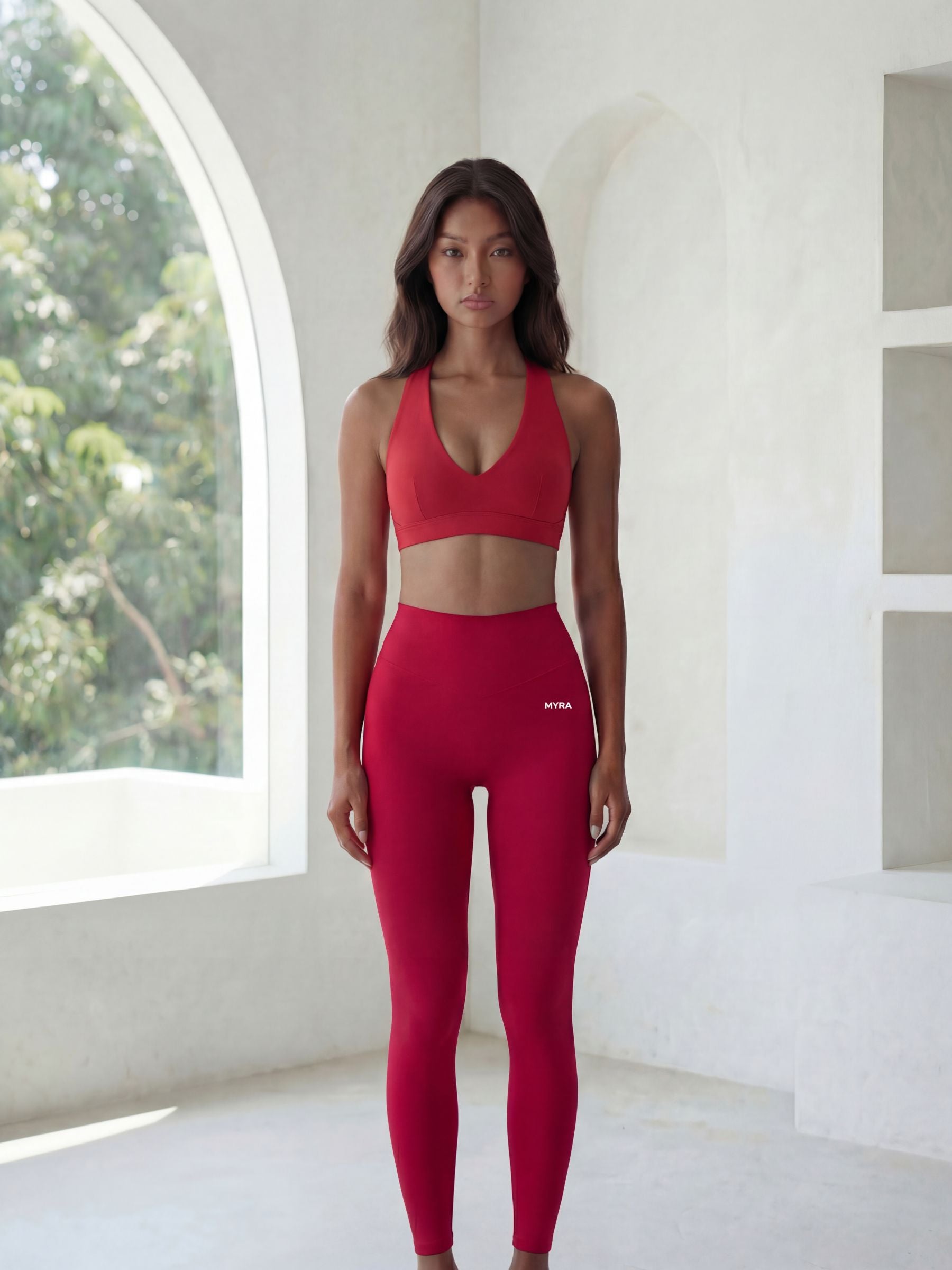 Aura V-Waist Leggings - Red