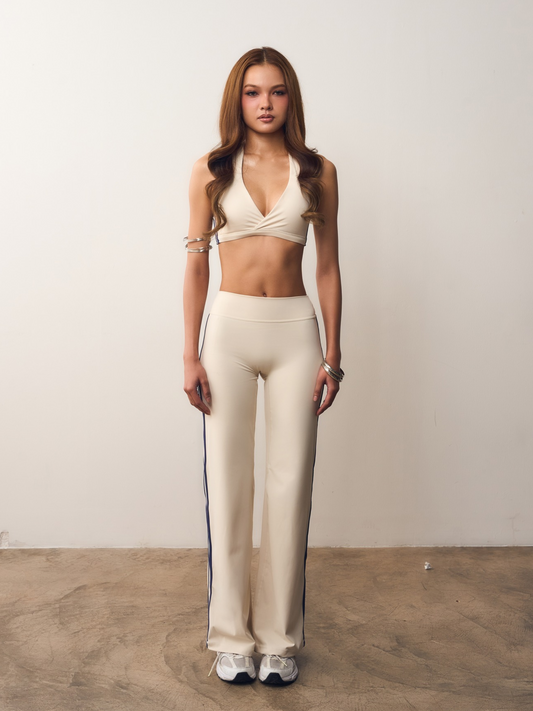 Stripe Wide Leg Pants | Oat & Navy