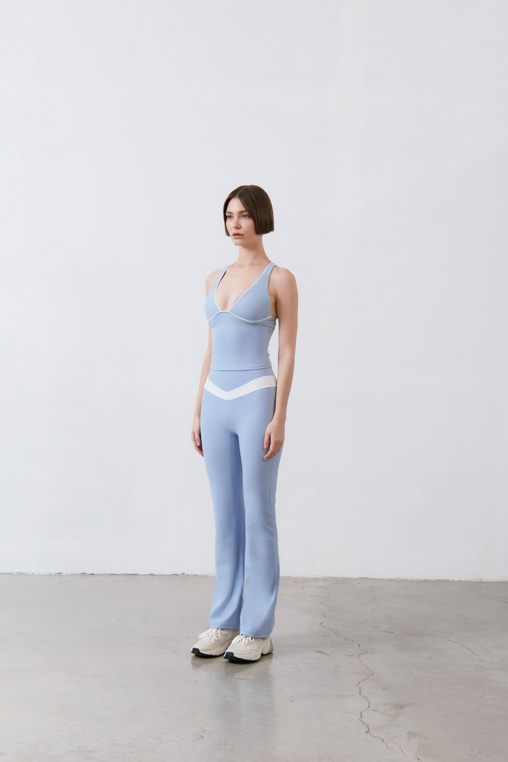 V-Flare Leggings - Dusty Blue