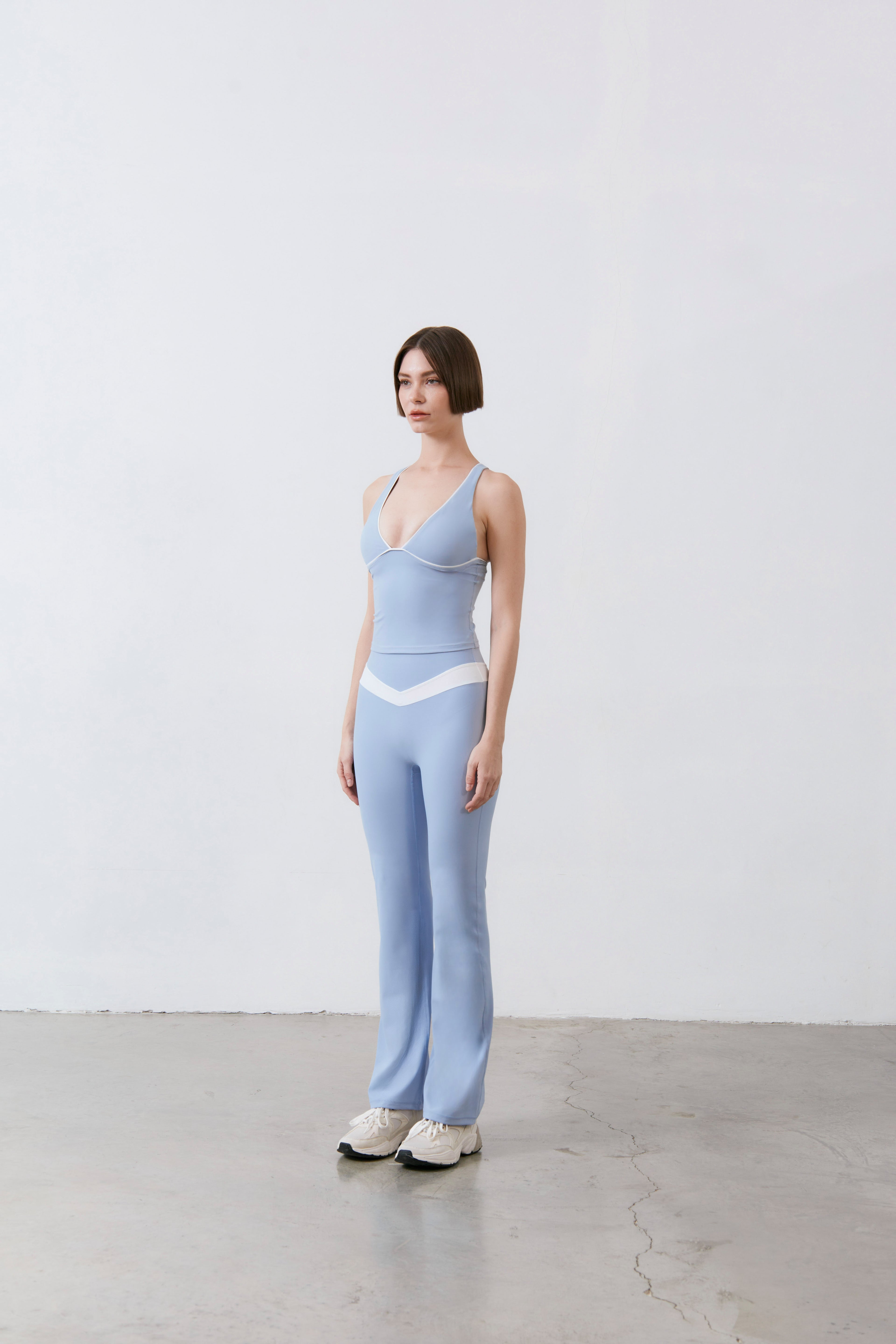 V-Flare Leggings - Dusty Blue